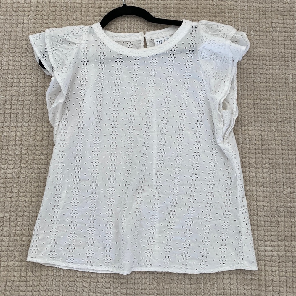 GAP | White Eyelet Top with Ruffled Sleeves
